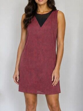 BCBGeneration Floral Mesh Mini Dress | Black & Burgundy | XS | Like New